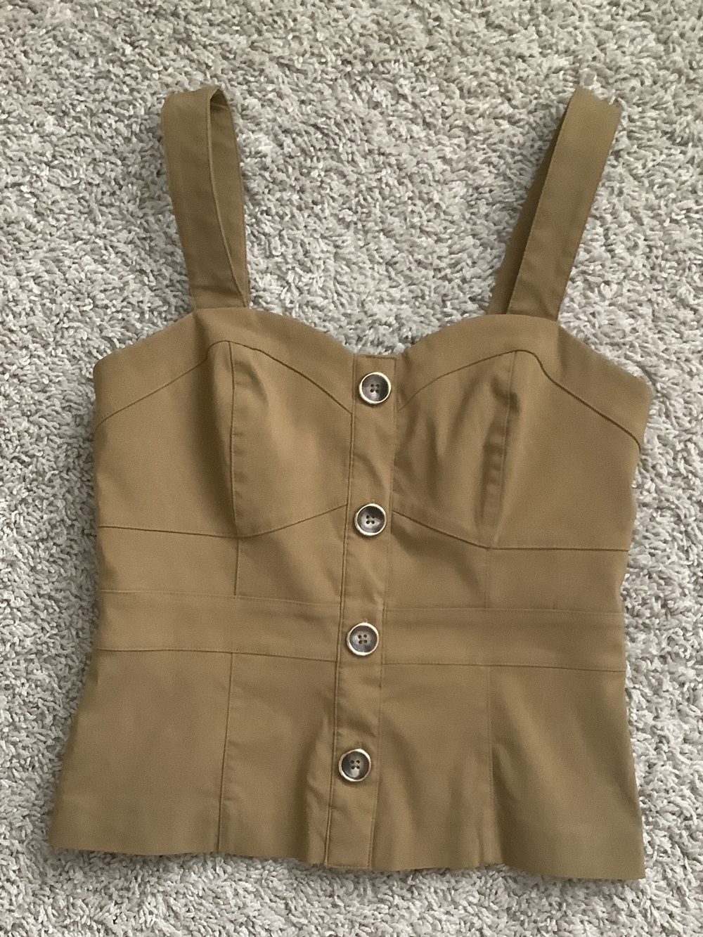 White House Black Market Tan Button-Front Bustier Cami